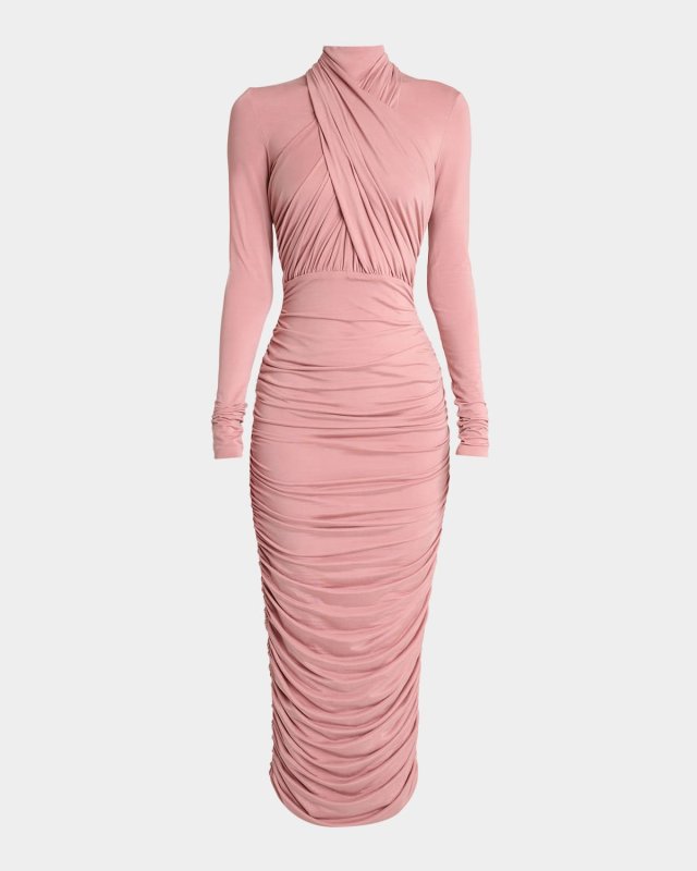 Pleated Jersey Halter Dress